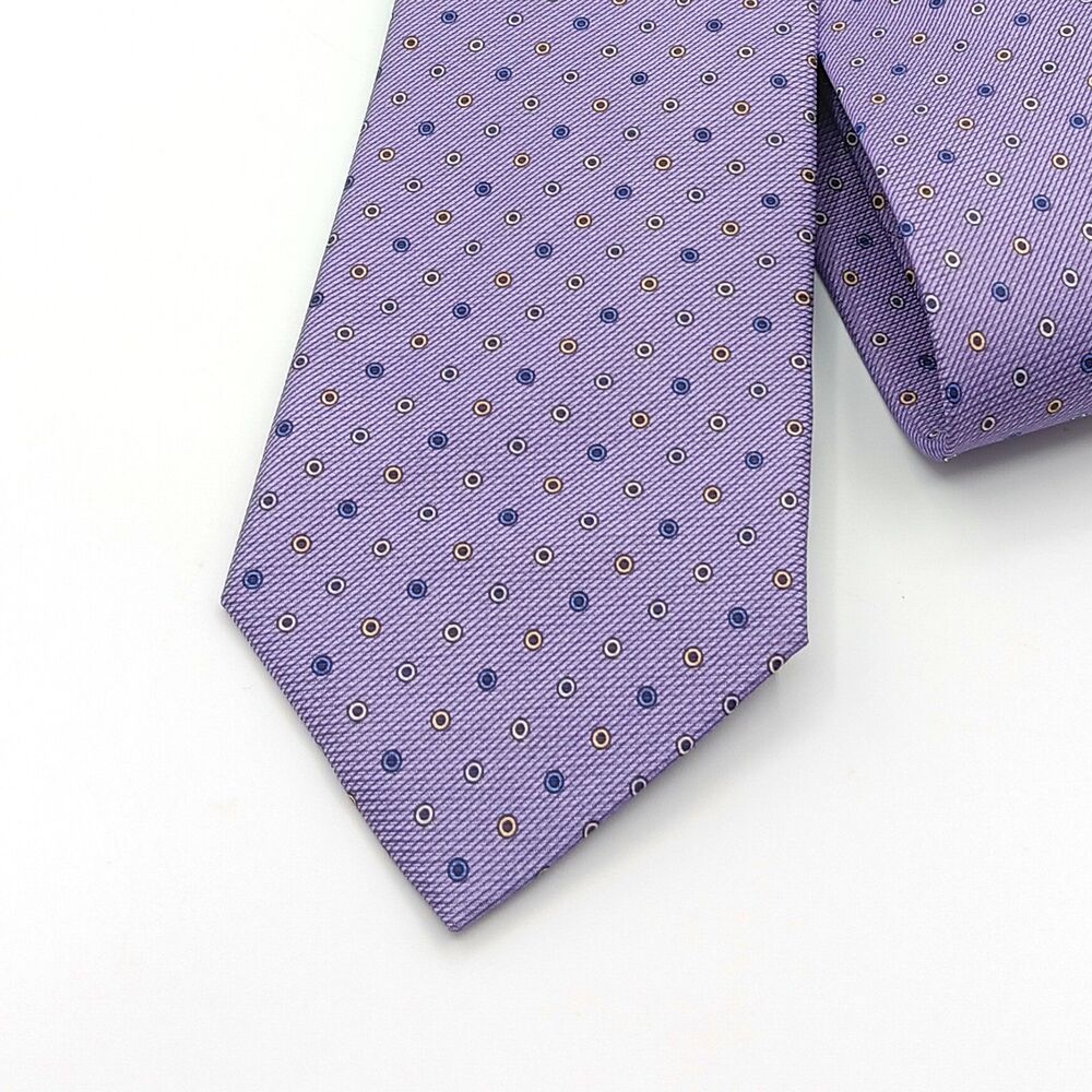 Axe Mod Paris Silk Tie Mens 60” Purple Geometric Circle Woven Classic New
